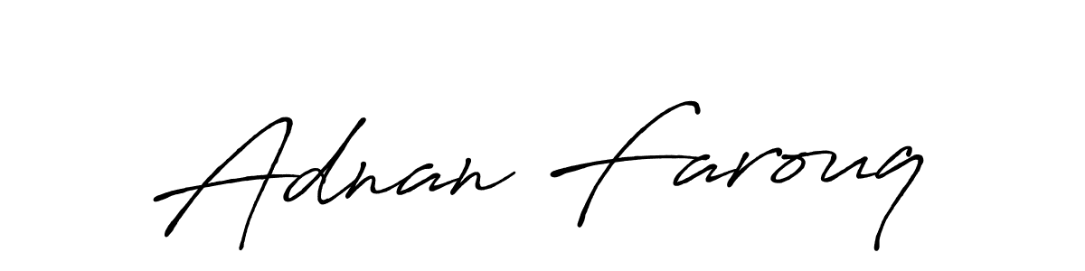 Create a beautiful signature design for name Adnan Farouq. With this signature (Antro_Vectra_Bolder) fonts, you can make a handwritten signature for free. Adnan Farouq signature style 7 images and pictures png