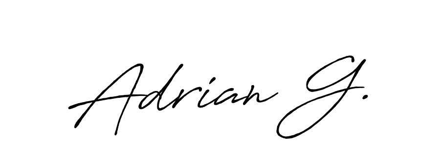 The best way (Antro_Vectra_Bolder) to make a short signature is to pick only two or three words in your name. The name Adrian G. include a total of six letters. For converting this name. Adrian G. signature style 7 images and pictures png