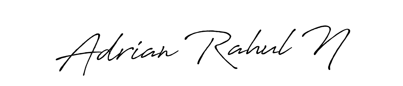 How to make Adrian Rahul N name signature. Use Antro_Vectra_Bolder style for creating short signs online. This is the latest handwritten sign. Adrian Rahul N signature style 7 images and pictures png