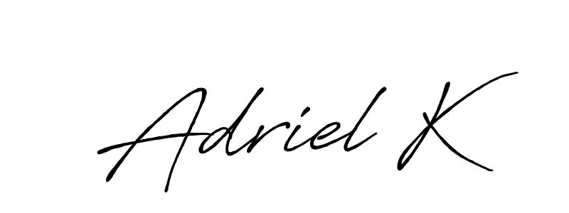 Make a beautiful signature design for name Adriel K. With this signature (Antro_Vectra_Bolder) style, you can create a handwritten signature for free. Adriel K signature style 7 images and pictures png