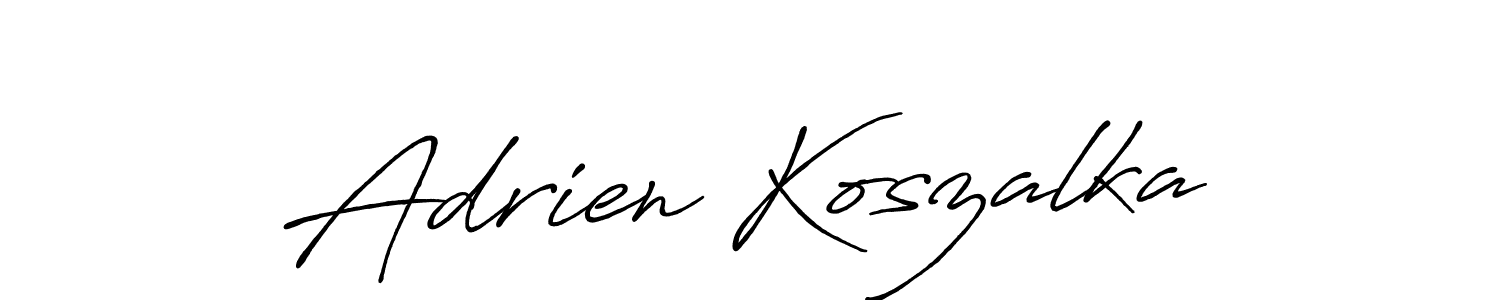 This is the best signature style for the Adrien Koszalka name. Also you like these signature font (Antro_Vectra_Bolder). Mix name signature. Adrien Koszalka signature style 7 images and pictures png