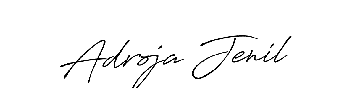 How to make Adroja Jenil name signature. Use Antro_Vectra_Bolder style for creating short signs online. This is the latest handwritten sign. Adroja Jenil signature style 7 images and pictures png