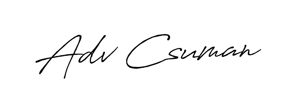How to make Adv Csuman name signature. Use Antro_Vectra_Bolder style for creating short signs online. This is the latest handwritten sign. Adv Csuman signature style 7 images and pictures png