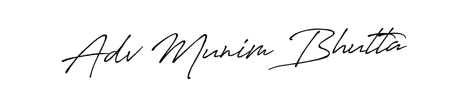 How to make Adv Munim Bhutta signature? Antro_Vectra_Bolder is a professional autograph style. Create handwritten signature for Adv Munim Bhutta name. Adv Munim Bhutta signature style 7 images and pictures png