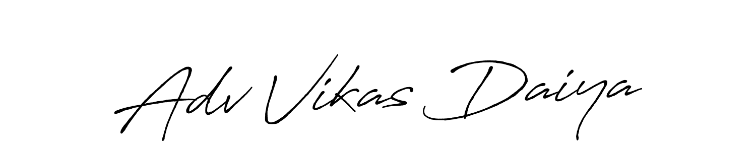 Use a signature maker to create a handwritten signature online. With this signature software, you can design (Antro_Vectra_Bolder) your own signature for name Adv Vikas Daiya. Adv Vikas Daiya signature style 7 images and pictures png