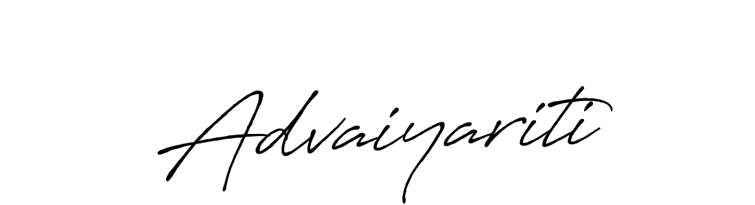 How to make Advaiyariti name signature. Use Antro_Vectra_Bolder style for creating short signs online. This is the latest handwritten sign. Advaiyariti signature style 7 images and pictures png