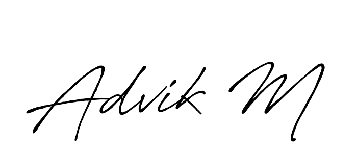 Make a beautiful signature design for name Advik M. With this signature (Antro_Vectra_Bolder) style, you can create a handwritten signature for free. Advik M signature style 7 images and pictures png