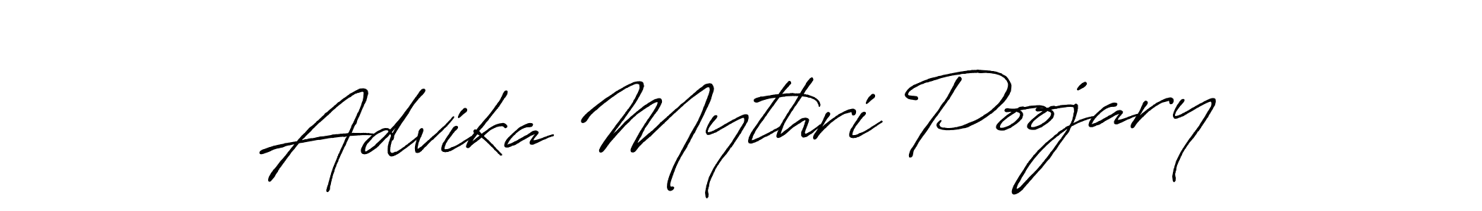 Create a beautiful signature design for name Advika Mythri Poojary. With this signature (Antro_Vectra_Bolder) fonts, you can make a handwritten signature for free. Advika Mythri Poojary signature style 7 images and pictures png
