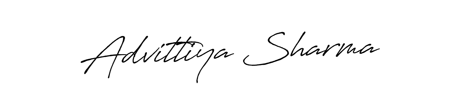 How to make Advittiya Sharma name signature. Use Antro_Vectra_Bolder style for creating short signs online. This is the latest handwritten sign. Advittiya Sharma signature style 7 images and pictures png