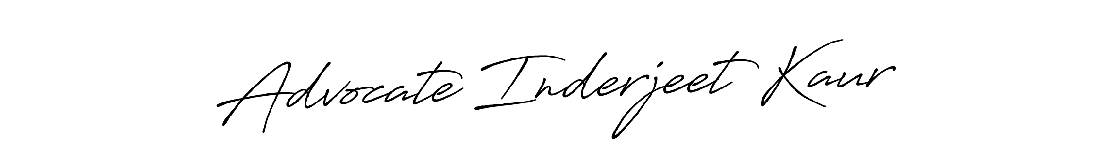 Make a beautiful signature design for name Advocate Inderjeet Kaur. With this signature (Antro_Vectra_Bolder) style, you can create a handwritten signature for free. Advocate Inderjeet Kaur signature style 7 images and pictures png