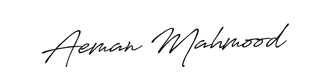 Use a signature maker to create a handwritten signature online. With this signature software, you can design (Antro_Vectra_Bolder) your own signature for name Aeman Mahmood. Aeman Mahmood signature style 7 images and pictures png