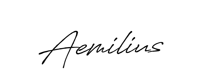 Make a beautiful signature design for name Aemilius. With this signature (Antro_Vectra_Bolder) style, you can create a handwritten signature for free. Aemilius signature style 7 images and pictures png