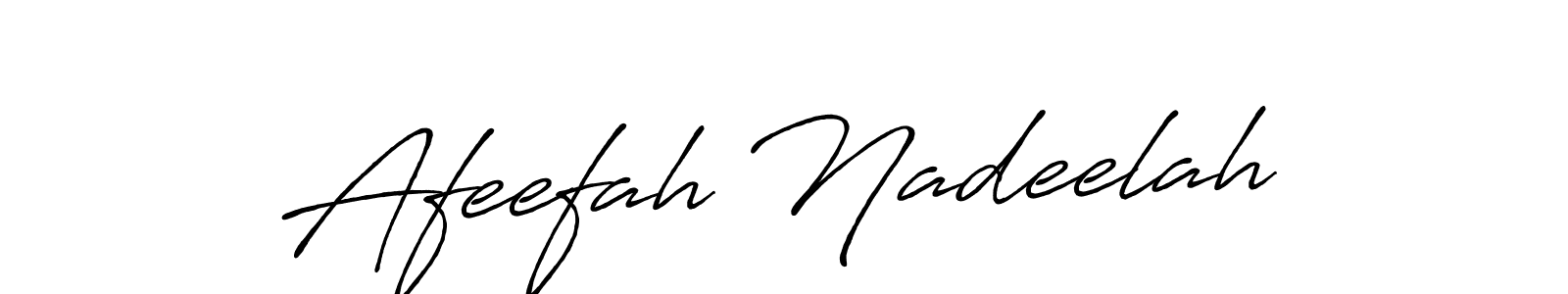 Make a beautiful signature design for name Afeefah Nadeelah. With this signature (Antro_Vectra_Bolder) style, you can create a handwritten signature for free. Afeefah Nadeelah signature style 7 images and pictures png
