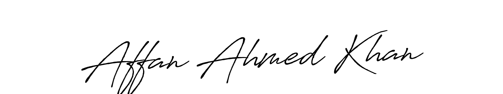 Make a beautiful signature design for name Affan Ahmed Khan. With this signature (Antro_Vectra_Bolder) style, you can create a handwritten signature for free. Affan Ahmed Khan signature style 7 images and pictures png