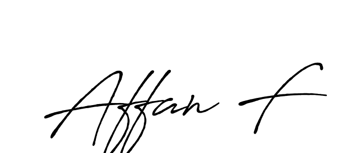 Use a signature maker to create a handwritten signature online. With this signature software, you can design (Antro_Vectra_Bolder) your own signature for name Affan F. Affan F signature style 7 images and pictures png