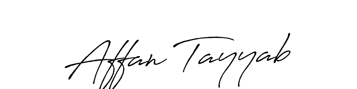 Make a beautiful signature design for name Affan Tayyab. With this signature (Antro_Vectra_Bolder) style, you can create a handwritten signature for free. Affan Tayyab signature style 7 images and pictures png