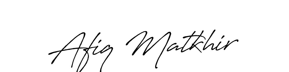 Make a beautiful signature design for name Afiq Matkhir. With this signature (Antro_Vectra_Bolder) style, you can create a handwritten signature for free. Afiq Matkhir signature style 7 images and pictures png