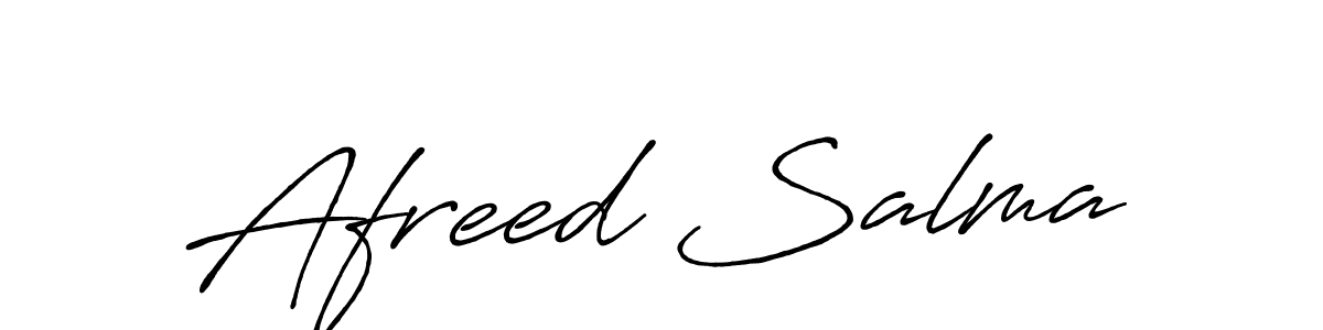 How to make Afreed Salma name signature. Use Antro_Vectra_Bolder style for creating short signs online. This is the latest handwritten sign. Afreed Salma signature style 7 images and pictures png