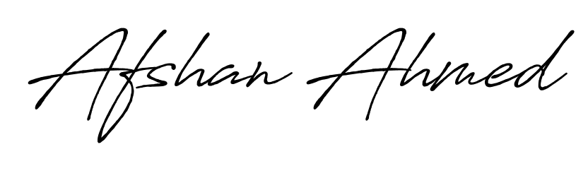 Transform the name Afshan Ahmed into a signature masterpiece using Antro_Vectra_Bolder font. Ideal for photographers, artists, and creators looking for watermarks. Afshan Ahmed signature style 7 images and pictures png