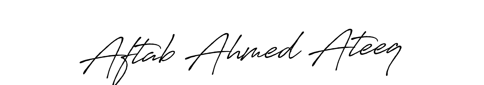 This is the best signature style for the Aftab Ahmed Ateeq name. Also you like these signature font (Antro_Vectra_Bolder). Mix name signature. Aftab Ahmed Ateeq signature style 7 images and pictures png