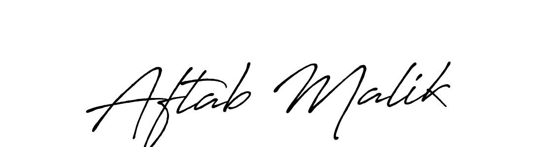 Design your own signature with our free online signature maker. With this signature software, you can create a handwritten (Antro_Vectra_Bolder) signature for name Aftab Malik. Aftab Malik signature style 7 images and pictures png