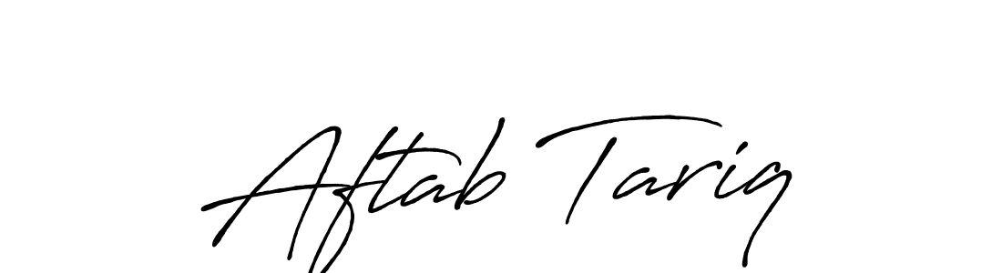 Create a beautiful signature design for name Aftab Tariq. With this signature (Antro_Vectra_Bolder) fonts, you can make a handwritten signature for free. Aftab Tariq signature style 7 images and pictures png