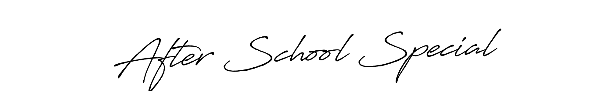 The best way (Antro_Vectra_Bolder) to make a short signature is to pick only two or three words in your name. The name After School Special include a total of six letters. For converting this name. After School Special signature style 7 images and pictures png
