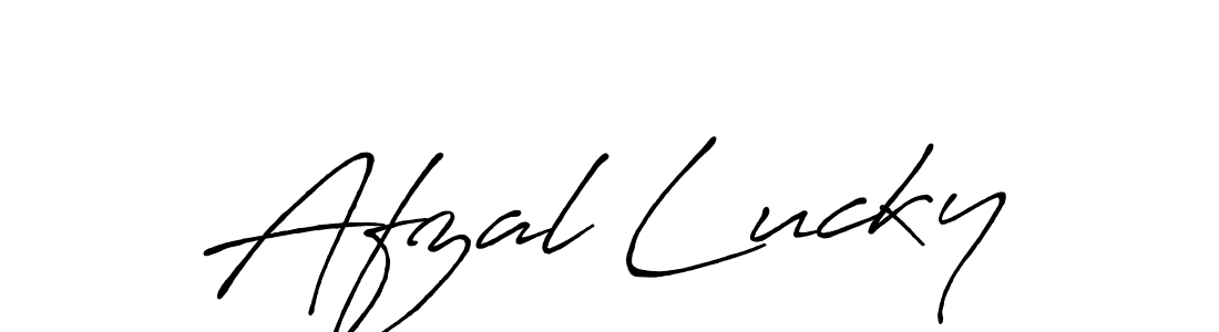 Make a beautiful signature design for name Afzal Lucky. With this signature (Antro_Vectra_Bolder) style, you can create a handwritten signature for free. Afzal Lucky signature style 7 images and pictures png