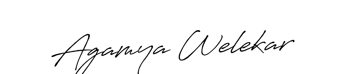 The best way (Antro_Vectra_Bolder) to make a short signature is to pick only two or three words in your name. The name Agamya Welekar include a total of six letters. For converting this name. Agamya Welekar signature style 7 images and pictures png