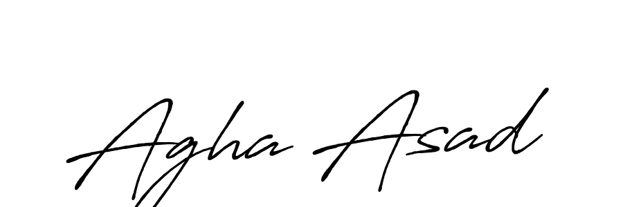 Make a beautiful signature design for name Agha Asad. With this signature (Antro_Vectra_Bolder) style, you can create a handwritten signature for free. Agha Asad signature style 7 images and pictures png