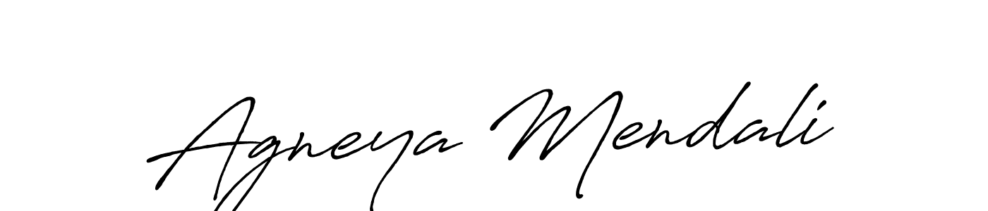 Create a beautiful signature design for name Agneya Mendali. With this signature (Antro_Vectra_Bolder) fonts, you can make a handwritten signature for free. Agneya Mendali signature style 7 images and pictures png