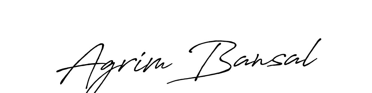 The best way (Antro_Vectra_Bolder) to make a short signature is to pick only two or three words in your name. The name Agrim Bansal include a total of six letters. For converting this name. Agrim Bansal signature style 7 images and pictures png