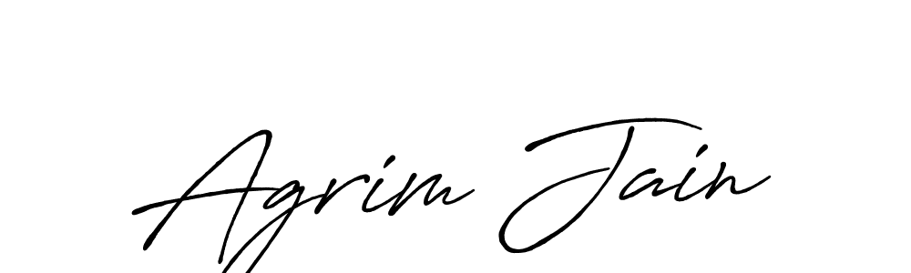 How to make Agrim Jain name signature. Use Antro_Vectra_Bolder style for creating short signs online. This is the latest handwritten sign. Agrim Jain signature style 7 images and pictures png