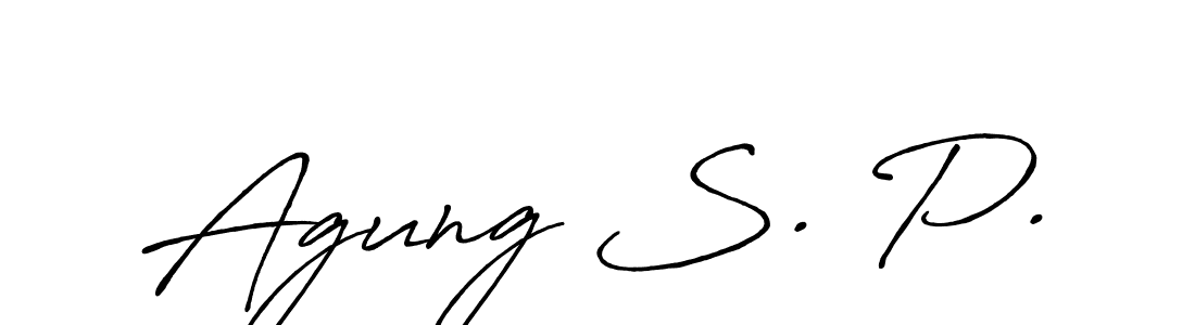 if you are searching for the best signature style for your name Agung S. P.. so please give up your signature search. here we have designed multiple signature styles  using Antro_Vectra_Bolder. Agung S. P. signature style 7 images and pictures png
