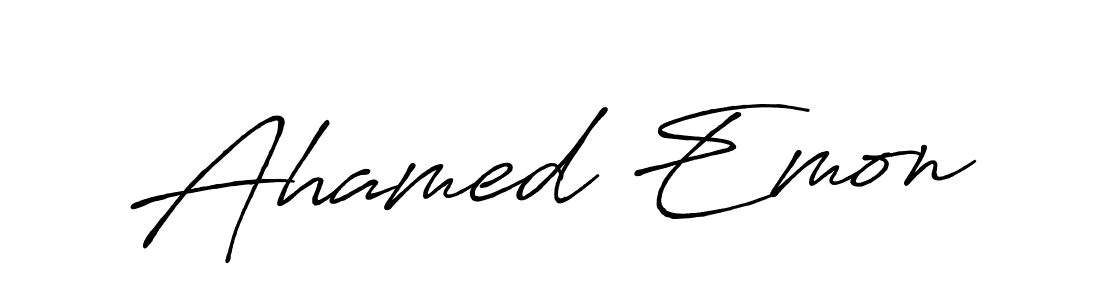 How to make Ahamed Emon name signature. Use Antro_Vectra_Bolder style for creating short signs online. This is the latest handwritten sign. Ahamed Emon signature style 7 images and pictures png