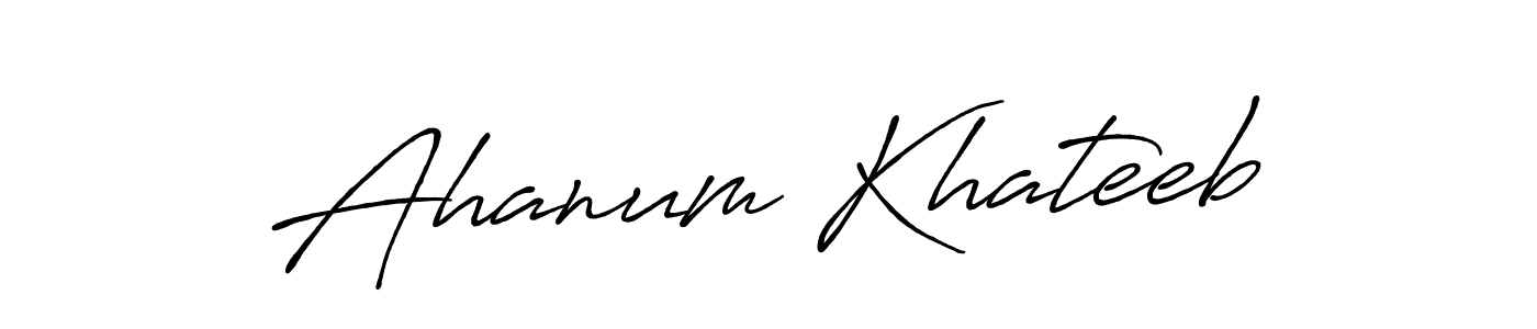 Antro_Vectra_Bolder is a professional signature style that is perfect for those who want to add a touch of class to their signature. It is also a great choice for those who want to make their signature more unique. Get Ahanum Khateeb name to fancy signature for free. Ahanum Khateeb signature style 7 images and pictures png