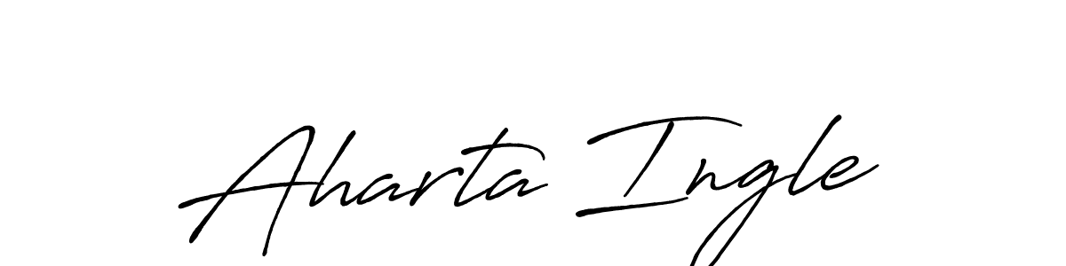 How to make Aharta Ingle name signature. Use Antro_Vectra_Bolder style for creating short signs online. This is the latest handwritten sign. Aharta Ingle signature style 7 images and pictures png