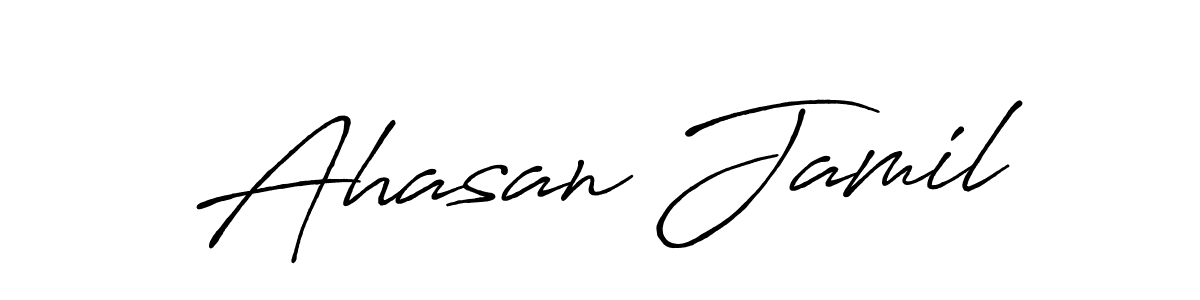 How to make Ahasan Jamil name signature. Use Antro_Vectra_Bolder style for creating short signs online. This is the latest handwritten sign. Ahasan Jamil signature style 7 images and pictures png