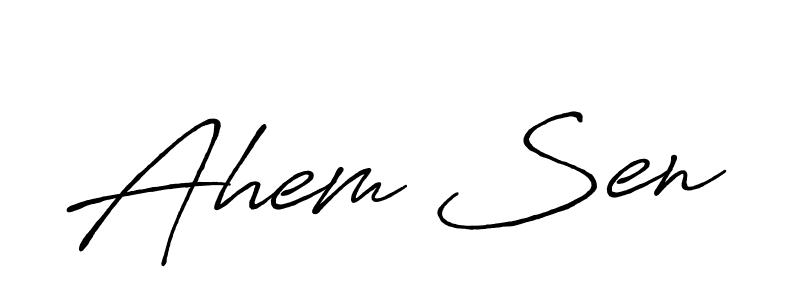 Make a beautiful signature design for name Ahem Sen. With this signature (Antro_Vectra_Bolder) style, you can create a handwritten signature for free. Ahem Sen signature style 7 images and pictures png