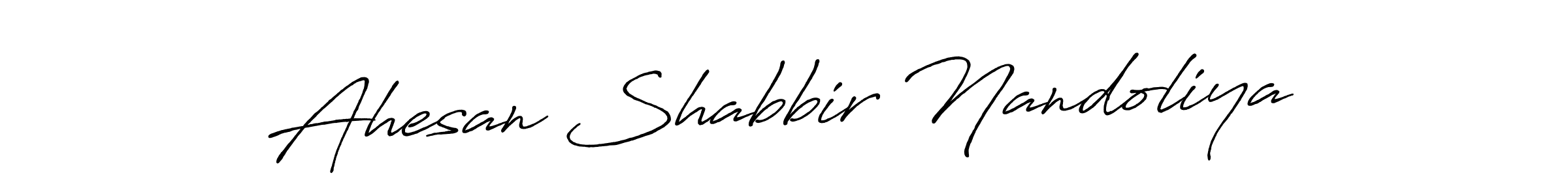 Create a beautiful signature design for name Ahesan Shabbir Nandoliya. With this signature (Antro_Vectra_Bolder) fonts, you can make a handwritten signature for free. Ahesan Shabbir Nandoliya signature style 7 images and pictures png