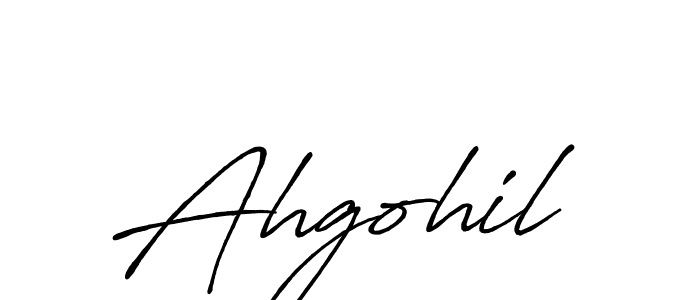 Use a signature maker to create a handwritten signature online. With this signature software, you can design (Antro_Vectra_Bolder) your own signature for name Ahgohil. Ahgohil signature style 7 images and pictures png