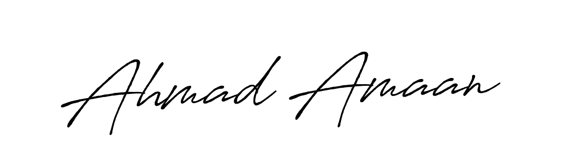 How to make Ahmad Amaan name signature. Use Antro_Vectra_Bolder style for creating short signs online. This is the latest handwritten sign. Ahmad Amaan signature style 7 images and pictures png
