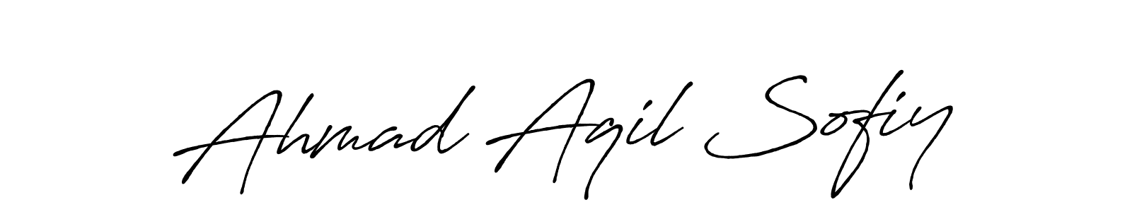 How to make Ahmad Aqil Sofiy name signature. Use Antro_Vectra_Bolder style for creating short signs online. This is the latest handwritten sign. Ahmad Aqil Sofiy signature style 7 images and pictures png