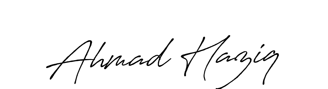 Make a beautiful signature design for name Ahmad Haziq. With this signature (Antro_Vectra_Bolder) style, you can create a handwritten signature for free. Ahmad Haziq signature style 7 images and pictures png