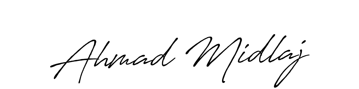 How to make Ahmad Midlaj name signature. Use Antro_Vectra_Bolder style for creating short signs online. This is the latest handwritten sign. Ahmad Midlaj signature style 7 images and pictures png