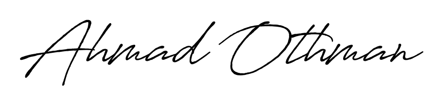 Give your name Ahmad Othman an exquisite flair with the Antro_Vectra_Bolder script font. Ideal for contracts, resumes, and formal letterheads. Ahmad Othman signature style 7 images and pictures png