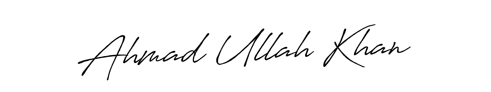 How to make Ahmad Ullah Khan name signature. Use Antro_Vectra_Bolder style for creating short signs online. This is the latest handwritten sign. Ahmad Ullah Khan signature style 7 images and pictures png