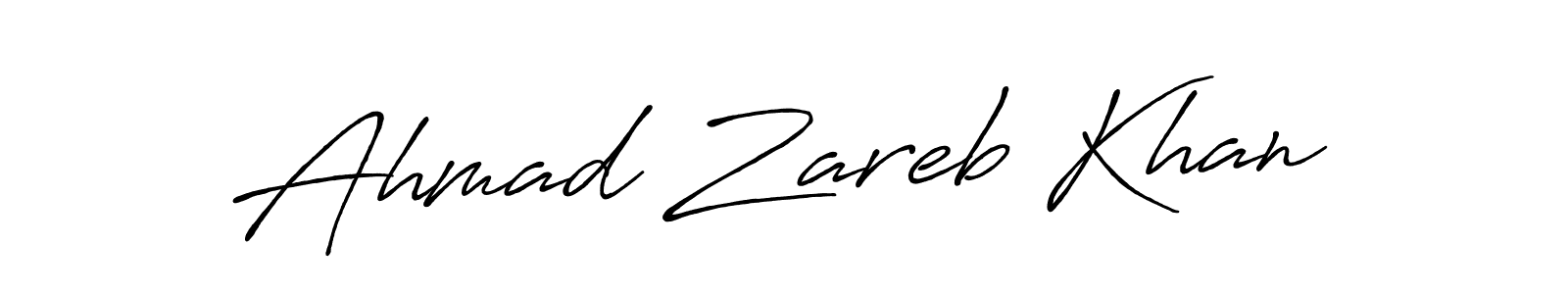 Make a beautiful signature design for name Ahmad Zareb Khan. With this signature (Antro_Vectra_Bolder) style, you can create a handwritten signature for free. Ahmad Zareb Khan signature style 7 images and pictures png