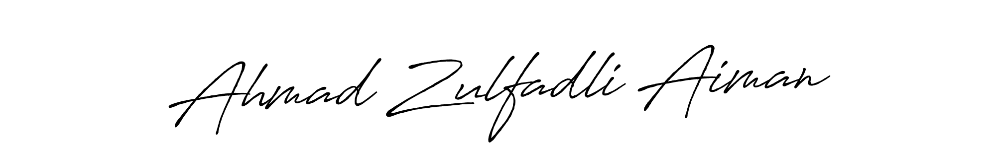 Make a beautiful signature design for name Ahmad Zulfadli Aiman. With this signature (Antro_Vectra_Bolder) style, you can create a handwritten signature for free. Ahmad Zulfadli Aiman signature style 7 images and pictures png