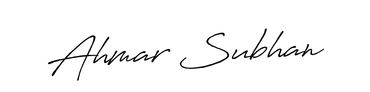 Create a beautiful signature design for name Ahmar Subhan. With this signature (Antro_Vectra_Bolder) fonts, you can make a handwritten signature for free. Ahmar Subhan signature style 7 images and pictures png